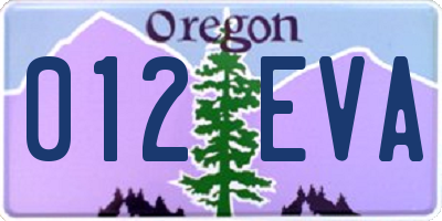OR license plate 012EVA