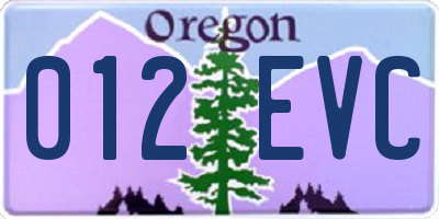 OR license plate 012EVC