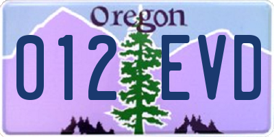 OR license plate 012EVD