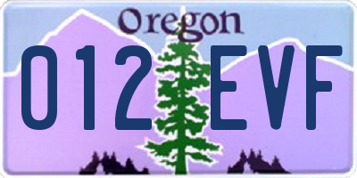 OR license plate 012EVF