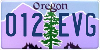 OR license plate 012EVG