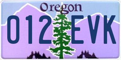 OR license plate 012EVK