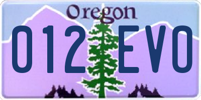 OR license plate 012EVO