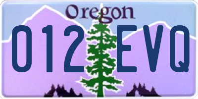 OR license plate 012EVQ