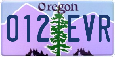 OR license plate 012EVR