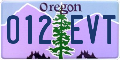 OR license plate 012EVT