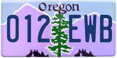 OR license plate 012EWB