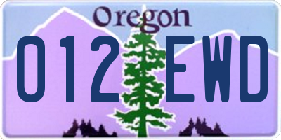 OR license plate 012EWD