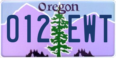 OR license plate 012EWT