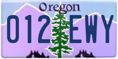 OR license plate 012EWY