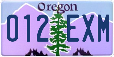OR license plate 012EXM