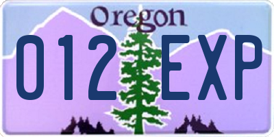 OR license plate 012EXP
