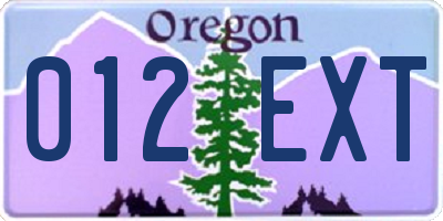 OR license plate 012EXT