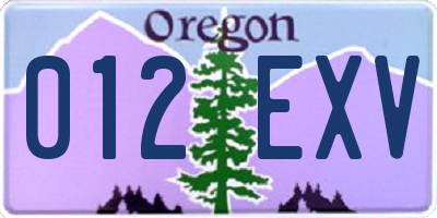 OR license plate 012EXV