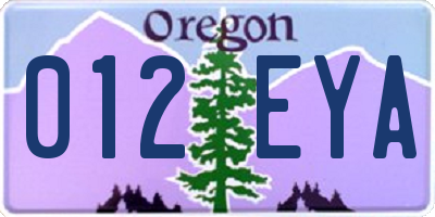 OR license plate 012EYA