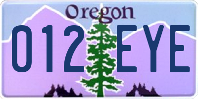 OR license plate 012EYE