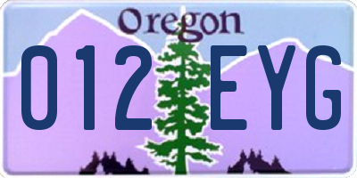 OR license plate 012EYG
