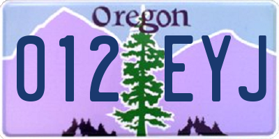 OR license plate 012EYJ