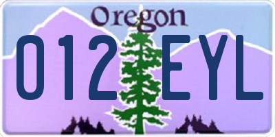OR license plate 012EYL