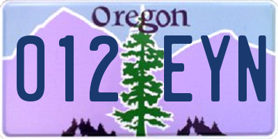OR license plate 012EYN