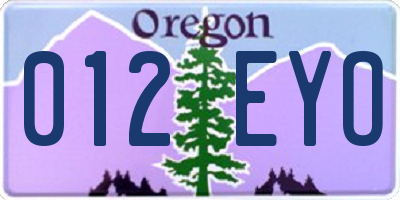 OR license plate 012EYO