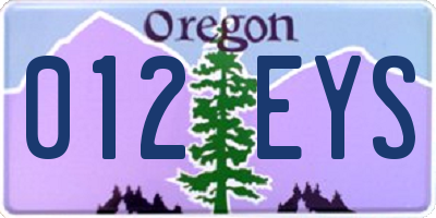 OR license plate 012EYS
