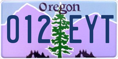 OR license plate 012EYT