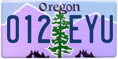 OR license plate 012EYU