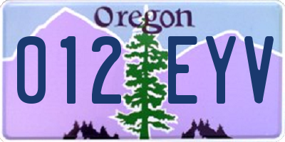 OR license plate 012EYV