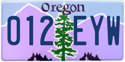 OR license plate 012EYW