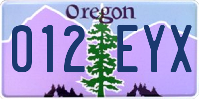 OR license plate 012EYX