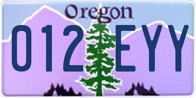 OR license plate 012EYY
