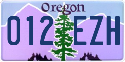 OR license plate 012EZH