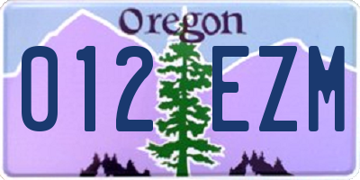 OR license plate 012EZM