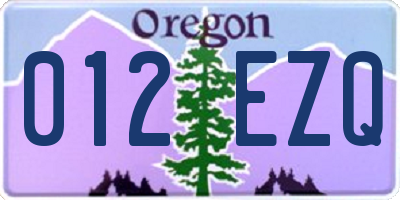 OR license plate 012EZQ