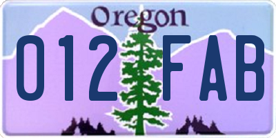 OR license plate 012FAB