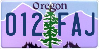 OR license plate 012FAJ