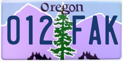 OR license plate 012FAK