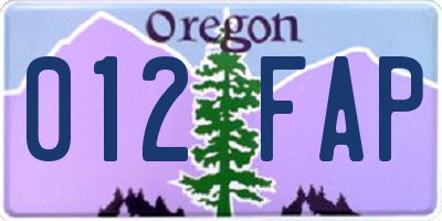 OR license plate 012FAP