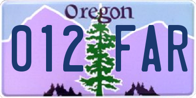 OR license plate 012FAR