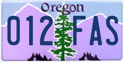 OR license plate 012FAS