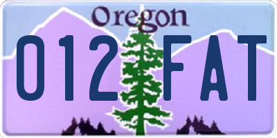 OR license plate 012FAT