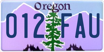OR license plate 012FAU