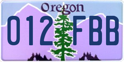 OR license plate 012FBB