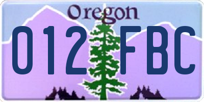 OR license plate 012FBC