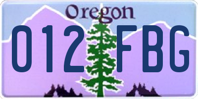 OR license plate 012FBG