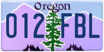 OR license plate 012FBL