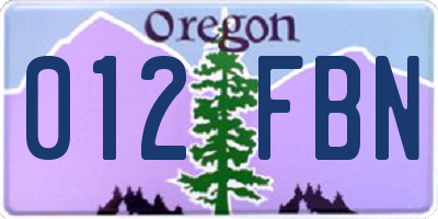 OR license plate 012FBN