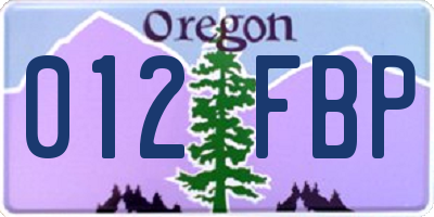 OR license plate 012FBP