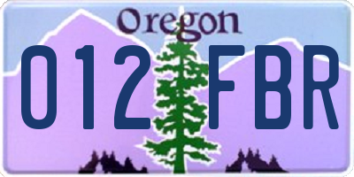 OR license plate 012FBR